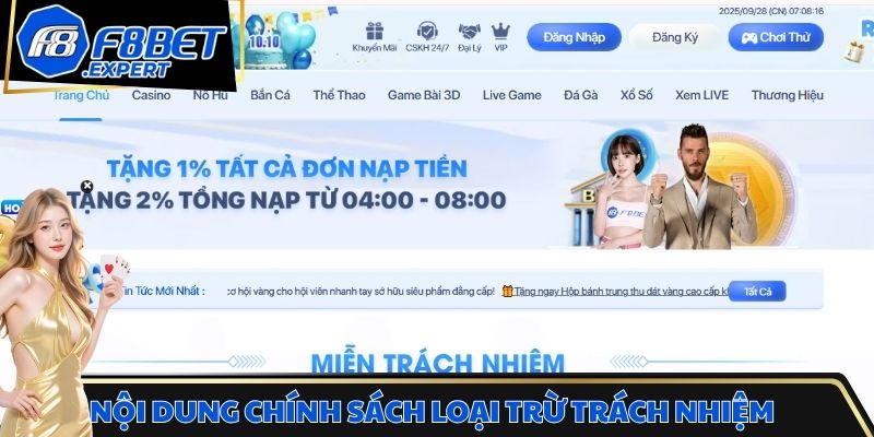 Cập nhật nội dung chính sách loại trừ trách nhiệm nhà cái